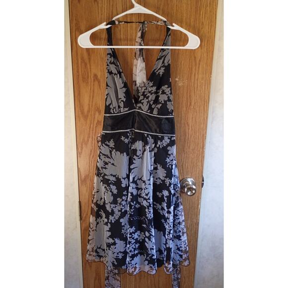 Vintage Y2K Teeze Me Halter Dress Open Back Mesh Overlay Goth Fairy Club Sz M - Picture 2 of 10